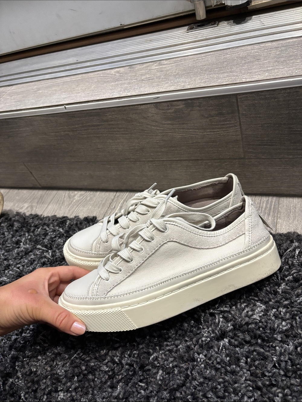 AllSaints Off-White Platform Lace-Up Sneakers